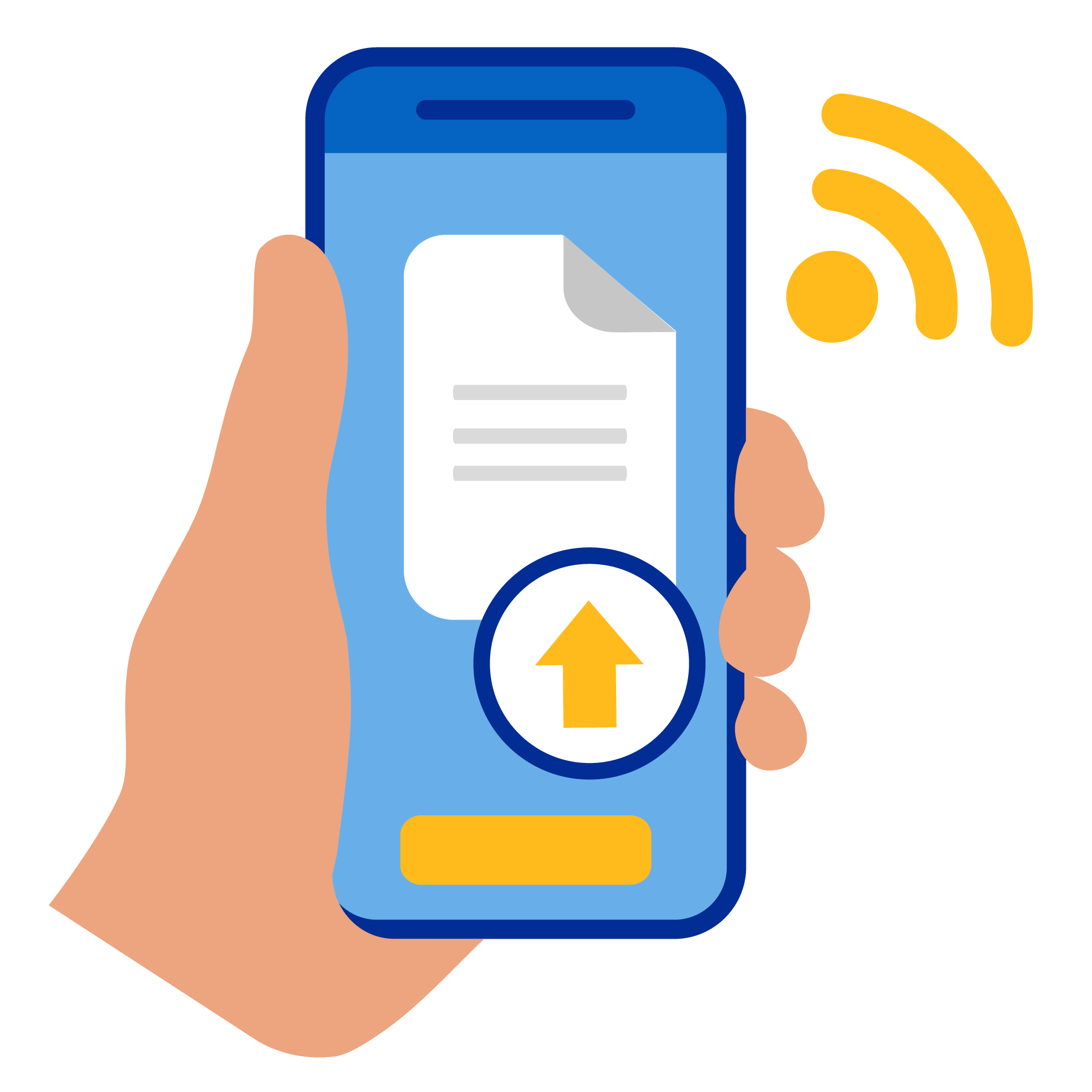 Icon einer Hand, die ein Smartphone hält