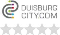 Das Logo von „Duisburg City.Com“ mit einer Bewertung von 0 von 5 Sternen, dargestellt durch graue Sterne.