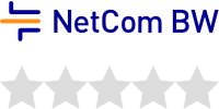 Das Logo von NetCom BW mit einer Bewertung von 0 von 5 Sternen, dargestellt durch graue Sterne.